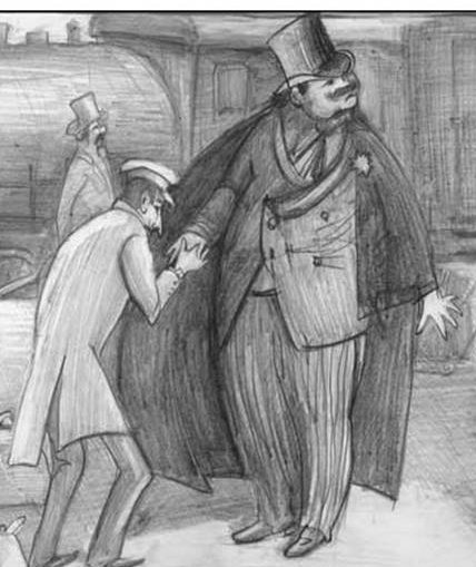 Иллюстрация Чехова толстый и тонкий