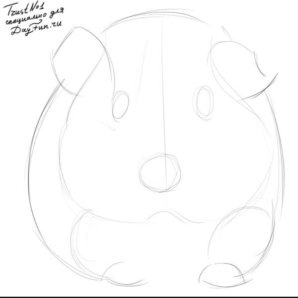 Поэтапное рисование хомяка