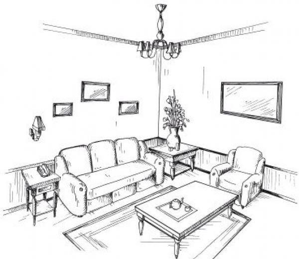 Гостиная карандашом