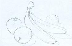 Натюрморт с фруктами карандашом легко