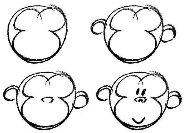 Этапы рисования обезьяны