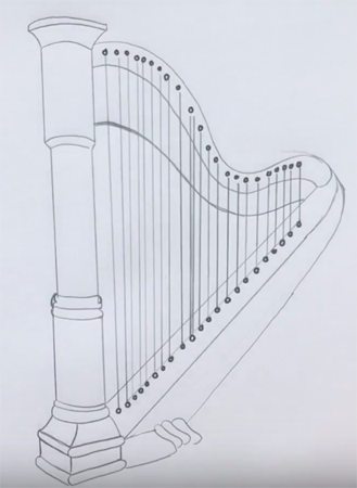 Музыкальный инструмент Лира раскраска