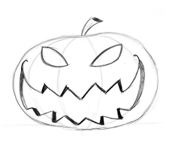 Рисунок тыквы на Хэллоуин для срисовки