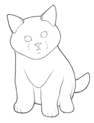 Кошка карандашом для детей