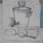 Натюрморт со старинными предметами карандашом