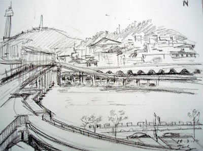 Река Хан в Сеуле рисунок