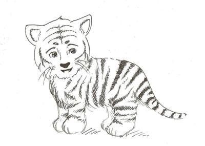 Нарисовать тигренка карандашом