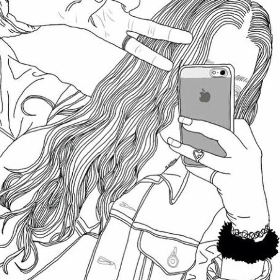 Раскраска девушка с айфоном