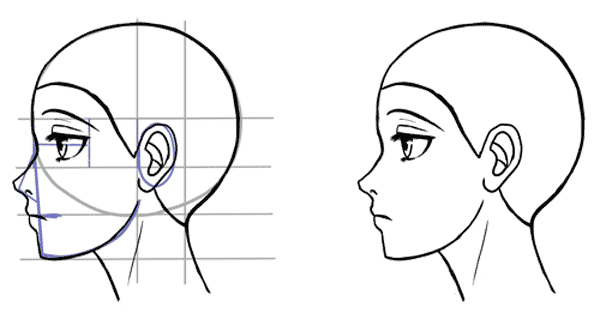 Рисование лица боком