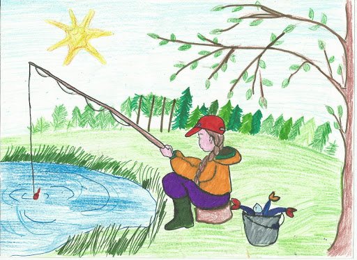 Рисунок на тему рыбалка