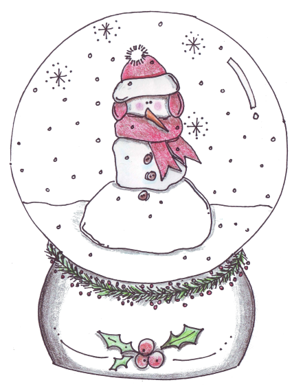 Легкие рисунки карандашом снежный шар