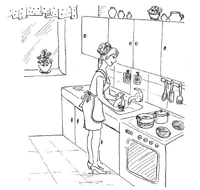 Раскраска мама на кухне