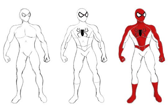 Человек паук рисунок пошагово