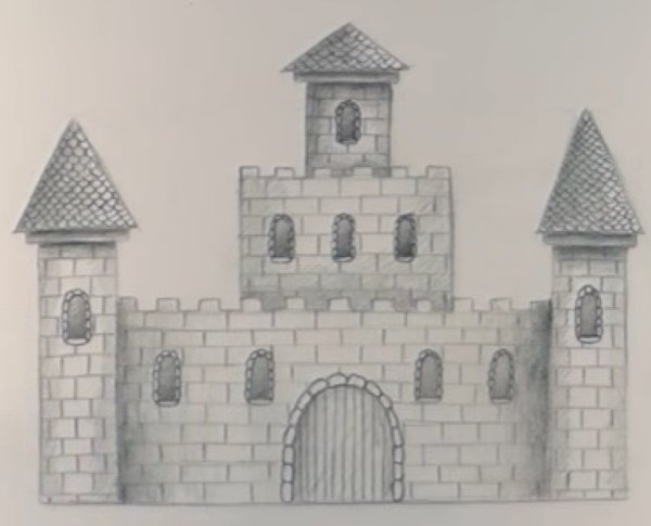 Замок в романском стиле рисунок карандашом