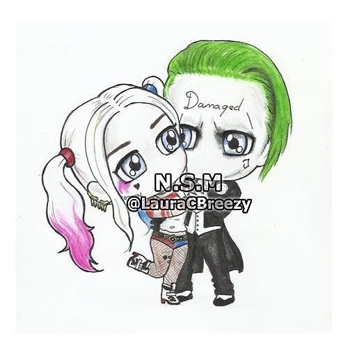 Харли Квинн и Джокер карандашом