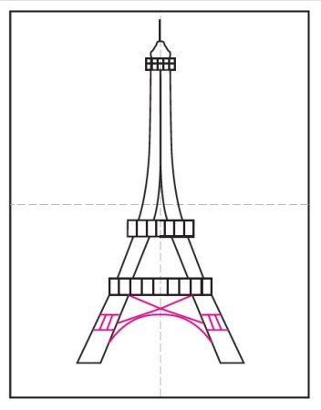 Эйфелева башня рисунок сбоку