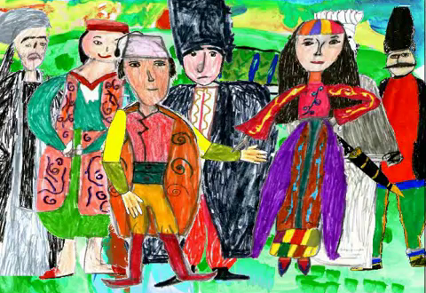 Иллюстрация к сказке Ашик Кериб карандашом