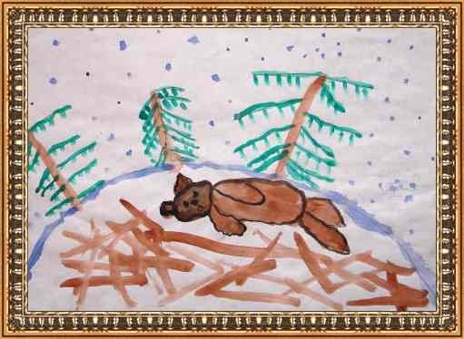 Медведь в берлоге раскраска