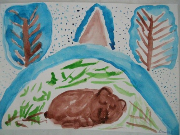 Рисование медведь в берлоге