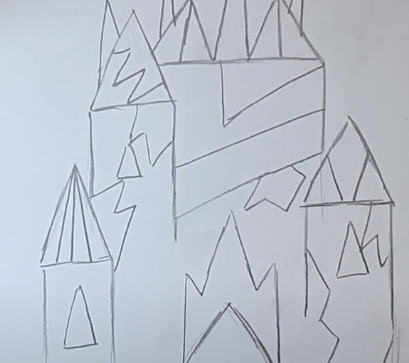 Поэтапный рисунок замка