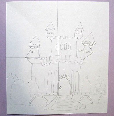Сказочный замок трафарет