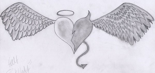 Рисунки карандашом сердце с крыльями