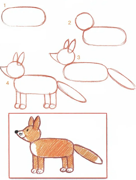 Схемы рисования животных для детей