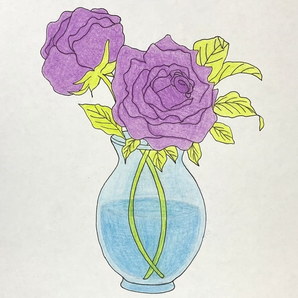 Розы в вазе рисунок