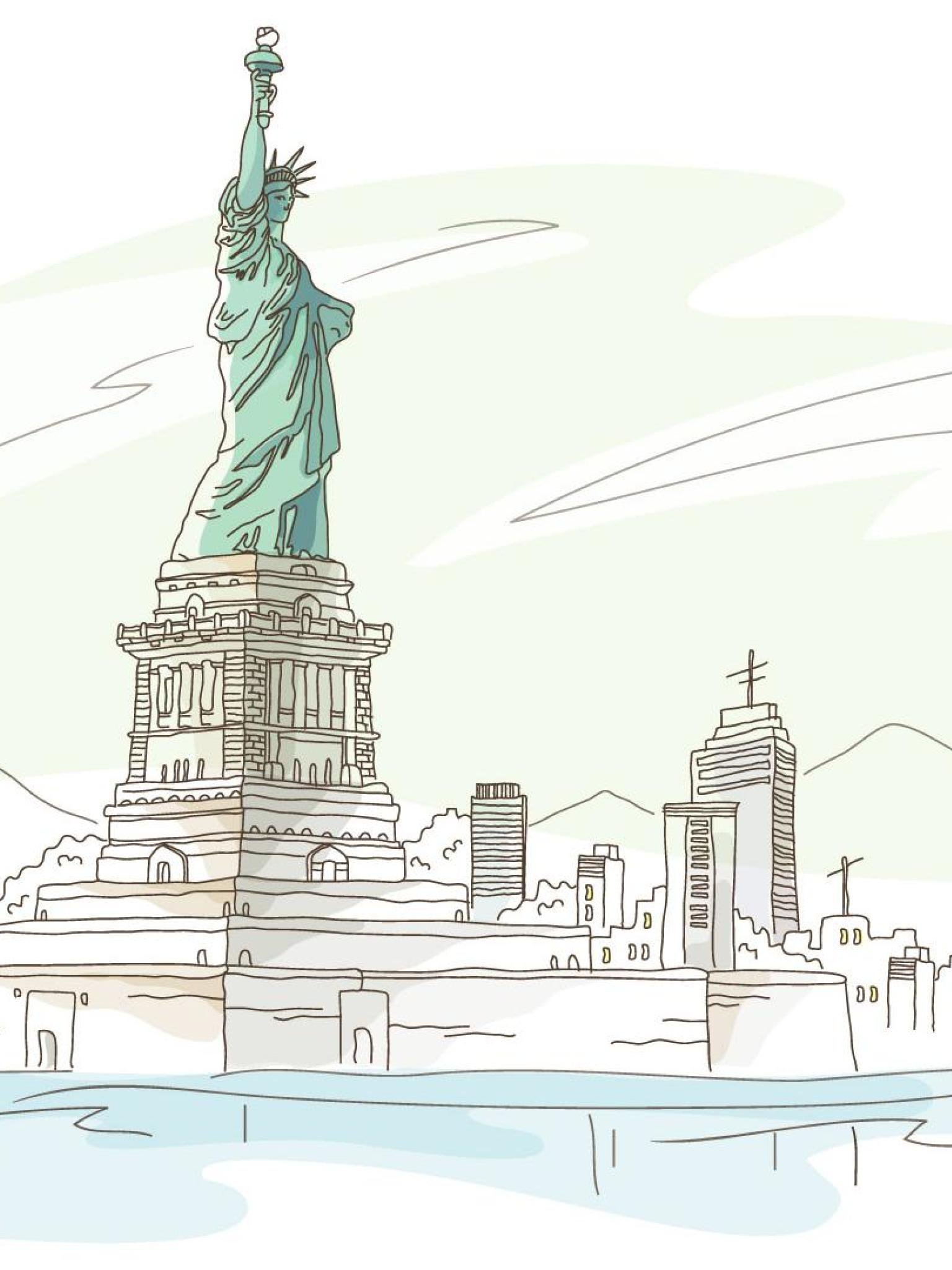 Статуя свободы Нью-Йорк нарисовать
