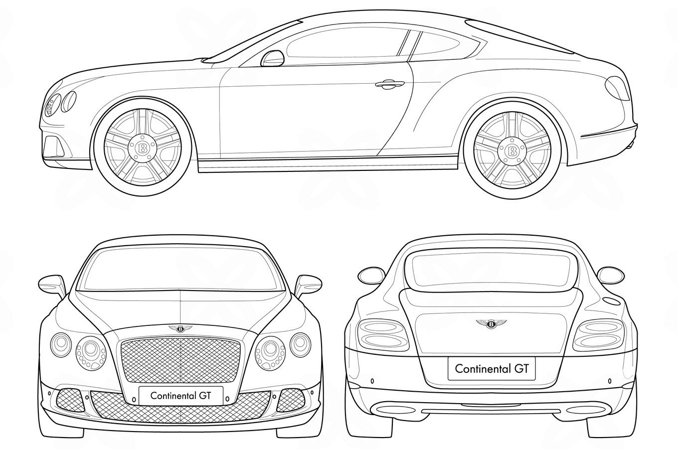 Bentley Continental gt чертеж