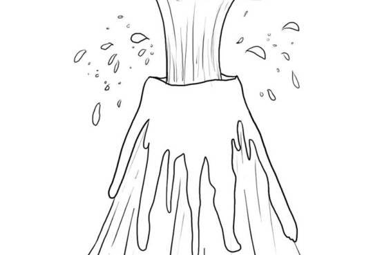 Раскраска легкая вулкан