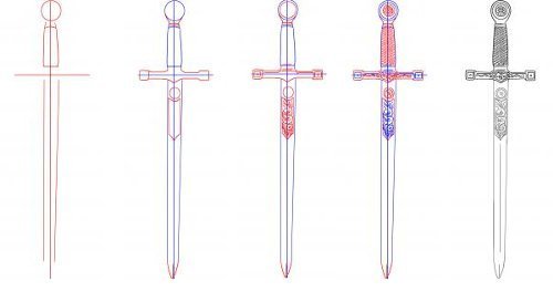 Поэтапное рисование меча