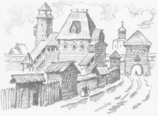 Древнерусский город карандашом