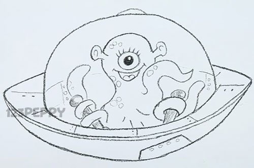 Поэтапное рисование инопланетянина для детей