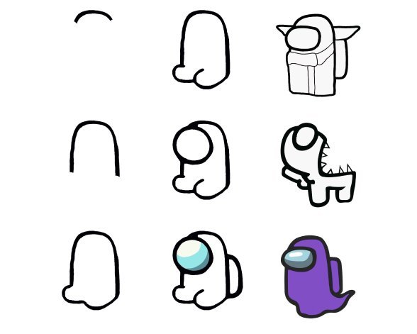 Как рисовать амонг АС поэтапно