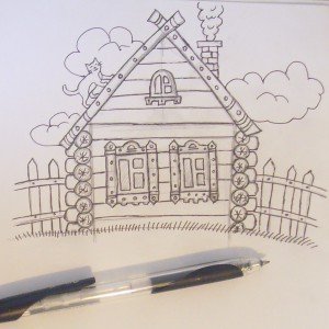 Деревенский домик для рисования