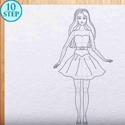 Кукла Барби нарисовать карандашом поэтапно