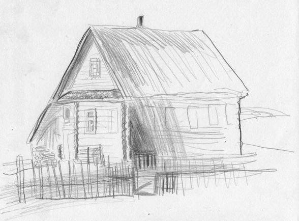 Зарисовки деревенских домов