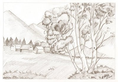 Поляна рисунок карандашом