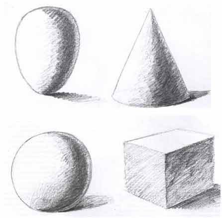 Рисование объемных фигур карандашом