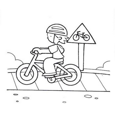Раскраска велосипедист на дороге