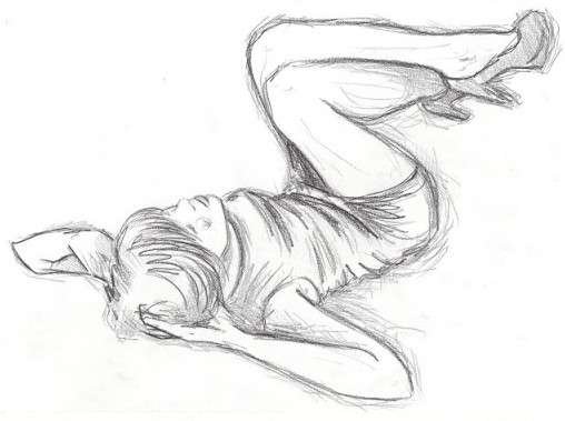 Девушка лежит рисунок