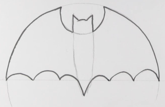 Летучая мышь рисунок легко