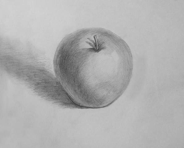 Натюрморт яблоко карандашом