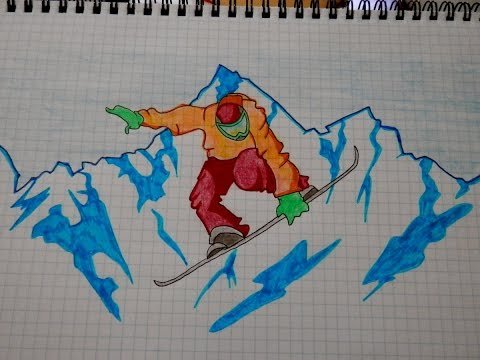 Нарисовать сноубордиста карандашом