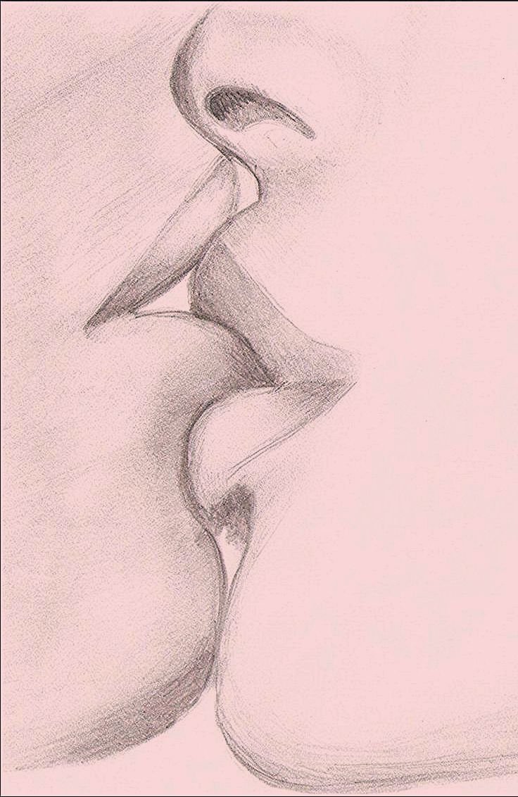 Рисунок поцелуй карандашом легкий