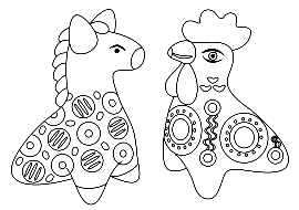 Дымковская игрушка рисунок простым карандашом (50 фото)