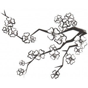 Веточка Сакуры трафарет