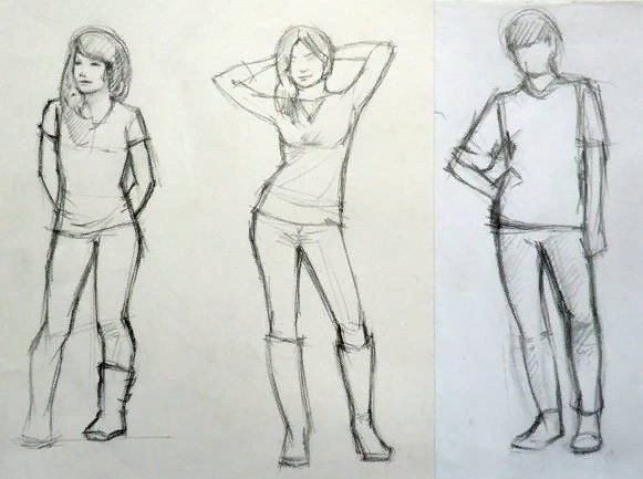 Выполнение наброска фигуры человека с натуры