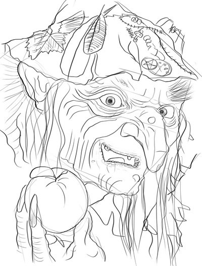 Баба Яга рисунок карандашом